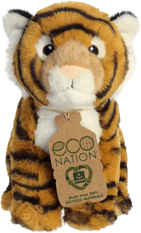Aurora® Eco-Friendly Eco Nation™ Bengal Tiger Stuffed Animal - Environmental Consciousness - Recycled Materials - Orange 9 Inches...