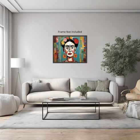 Posterizer 1 pcs- Frida Kahlo inspied art-abstract oil painting style-Famous Figures Art Collection-Abstract & Modern Art- Living Room Bedroom Dec...