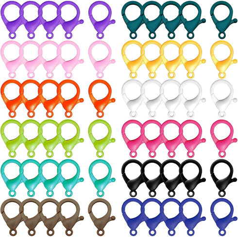 60Pcs Hard Plastic Lobster Claw Clasps Clip,12Colors Jewelry Necklace Clasps Metal Alloy Lobster Clasps?Curved Clip Fastener Hook for for DIY Jewe...