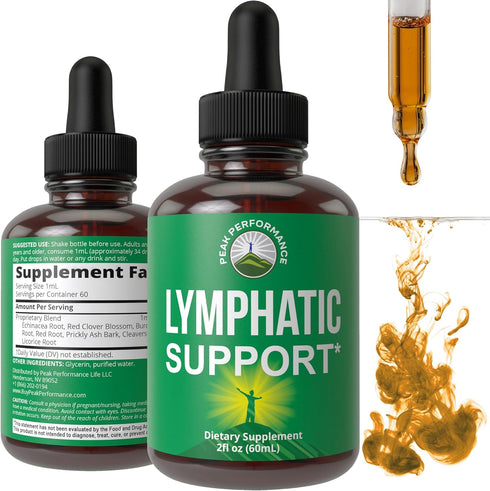 Lymphatic Drainage Drops. Sugar Free 7-in-1 Lymph Detox And Cleanse Support. Vegan Supplement with Echinacea Root, Red Clover Blossom, Burdock/Red...
