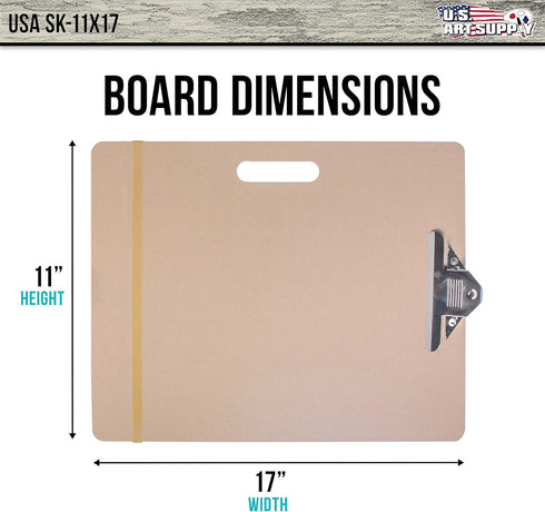 U.S. Art Supply 11" x 17" Artist Sketch Tote Board - Great for Classroom, Studio or Field Use...