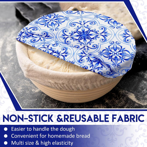 CHENGU 12 Pcs Reusable Bowl Covers Bulk Elastic Cloth Fabric Bowl Cover for Bread Proof Rising Sourdough 5 Size Dish Food Stretchy Storage Cover (...
