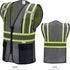 High Visibility Reflective Safety Vest with Zipper and Pockets Translucent Black,L...