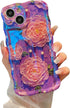XIZYO Case for iPhone 13, Colorful Retro Oil Painting Flower Cute Floral Aesthetic Curly Wave Frame Laser Glossy Reflective Exquisite Stylish Prot...
