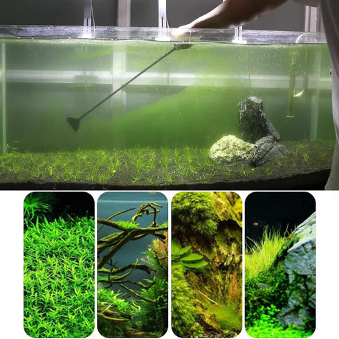 Aluminum Alloy Algae Scraper Lightweight Aquarium Cleaning Tool Length Adjustable Alga Removal Blades Long Telescopic Handle Clean Kit for Fish Ta...