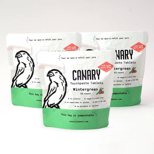Canary Toothpaste Tablets Wintergreen - Chewable Nano-Hydroxyapatite Teeth Cleaning Tablet - No Fluoride, Great for Travel, Zero Waste 189 Count...