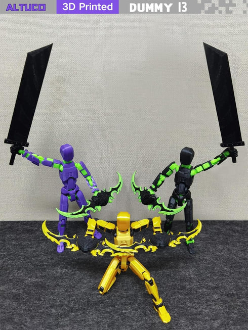 Preassembled Black T13 Action Figure with Multiple Accessories,3D Printed Multi-Jointed Titan 13 Figure,Dummy 13 Desktop Decorative Toy...