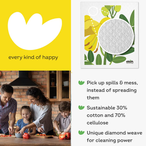 EKOH Swedish Dishcloths for The Kitchen - 12 Pack Cleaning Cloths for The Home - 100% Biodegradable Dish Cloths a Paper Towel and Plastic Sponge A...