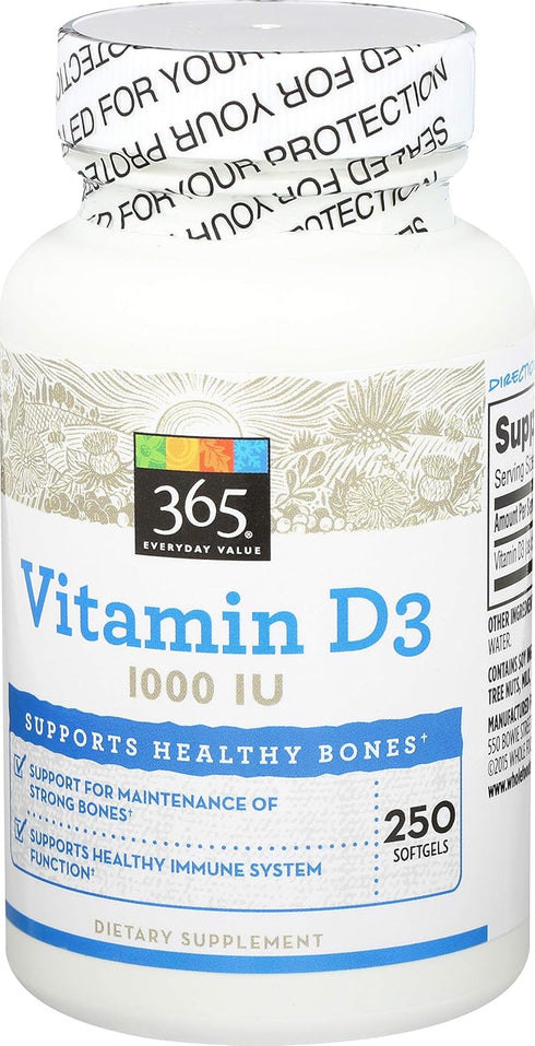 365 Everyday Value, Vitamin D3 1000 IU, Capsule, 250 ct...