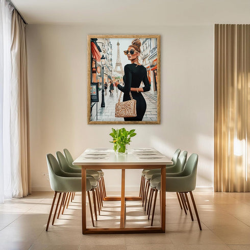 Posterizer 1 pcs-glamorous woman in stylish Parisian street 2-Inspirational Women's Art-Adventure Wall Art-Gift for Women, Fashionistas, Designer ...