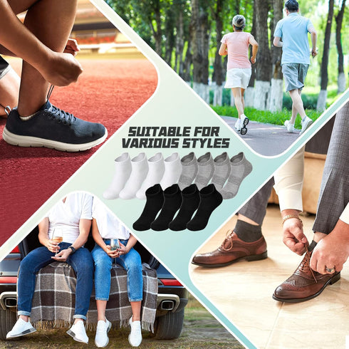 12 Pairs Men's Low Cut Athletic Socks Casual Running Socks Breathable Men Work Socks for Sport Hiking Running (Stylish Style)...