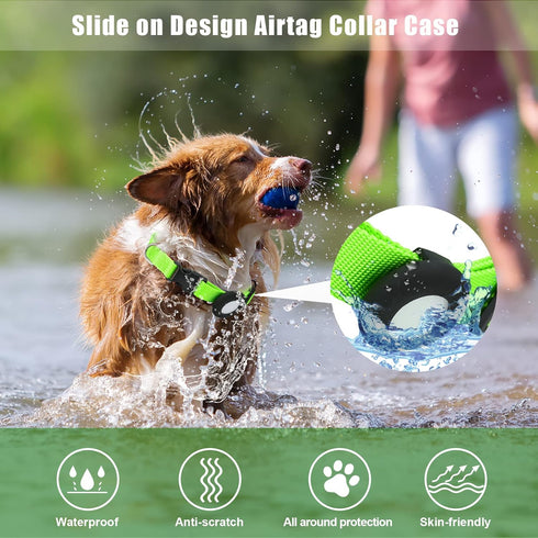 Compatible with Airtag Dog Collar, Adjustable Air Tag Dog Collar with Durable Quick Snap Buckle, Imitation Nylon Dog Collar with Waterproof Apple ...