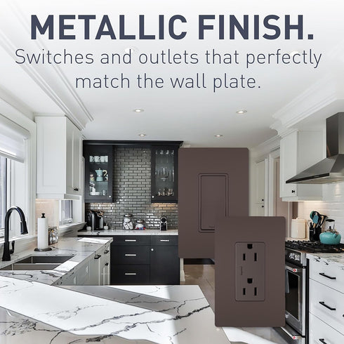 Legrand radiant RWP26DBCC6 Screwless Wall Plates, 1 Gang, One Decorator Rocker GFCI Cover, Dark Bronze (1 Count)......