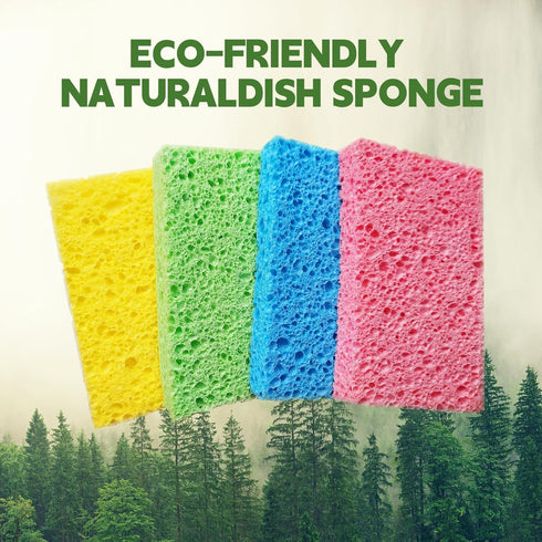 12-Count Natural Kitchen Sponge,Compressed Cellulose Scrub Sponges,Non-Scratch Kitchen Sink Sponges for Dishes Cleaning Bathroom Cars,Funny Colorf...