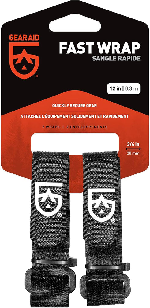 GEAR AID ¾” Fast Wrap Keeps Gear Organized and Secure with Adjustable, Cinch-and-Stick Straps with D-Ring, 12” Length, Pair...