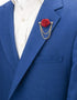 Maroon Rose with Double Hanging Chain Lapel Pin, Brooch Suit Stud, Shirt Studs Men's Accessories...