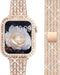 QVLANG Compatible for Apple Watch Band 44mm Series 6/5/4/SE, Diamond Rhinestone Case + Women Bling Band Stainless Steel Metal Bracelet for iWatch ...