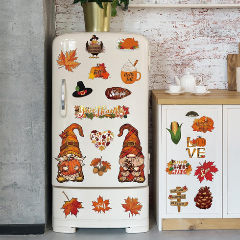 25 Pcs Thanksgiving Refrigerator Magnets Thanksgiving Decoration Fall Gnomes Fridge Magnet Pumpkin Maple Autumn Decoration for Locker Fridge Car M...