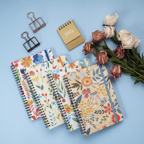 4 Pack Spiral Notebooks 6 × 8 Inch Hardcover Floral College Ruled Journals Lined for School Supplies Students Inner Pocket, 320 Sheets/640 Pages...