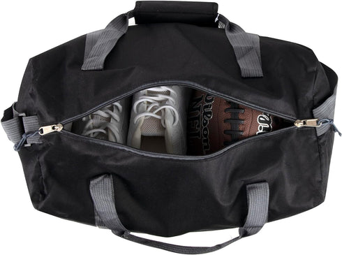 30 Liter, 17 Inch Canvas Duffle Bags for Men and Women – Travel Weekender Overnight Carry-On Shoulder Duffel Tote Bags (Black)...
