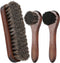 3 Pieces Horsehair Shoes Shine Brush Kit - Soft Bristles Leather Clean & Care Brushes for Shoes, Boots, Clothes and Bags, 1 Shoe Shine Brush + 2 P...