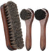 3 Pieces Horsehair Shoes Shine Brush Kit - Soft Bristles Leather Clean & Care Brushes for Shoes, Boots, Clothes and Bags, 1 Shoe Shine Brush + 2 P...