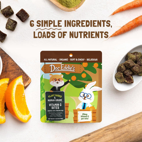 DOC EDDIE'S Vitamin C Bites - Small Animal Treats or Snack for Hamster, Guinea Pig, Rabbit, Chinchilla, Bunny, Gerbil, Mouse, Rat, Hedgehog, or Sq...