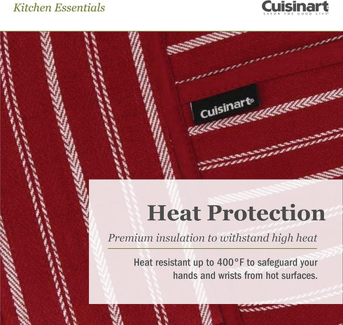 Cuisinart Neoprene Oven Mitts and Potholder Set-Heat Resistant Oven Gloves to Protect Hands and Surfaces with Non-Slip Grip, Hanging Loop-Ideal fo...