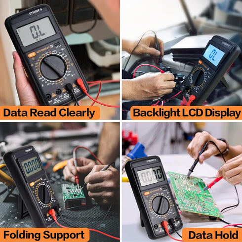 Digital Multimeter Tester, Multimeter Tester Pocket Voltmeter, Multi Tester Digital, Electric Tester with Backlight LCD Data Hold, Voltage Tester ...