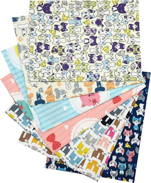 Cat Fabric Fat Quarters Bundles Cute Animal Pattern Cotton Quilting Fabric for Sewing Crafting 18" x 22" (7pcs) SZRUIZFZ...