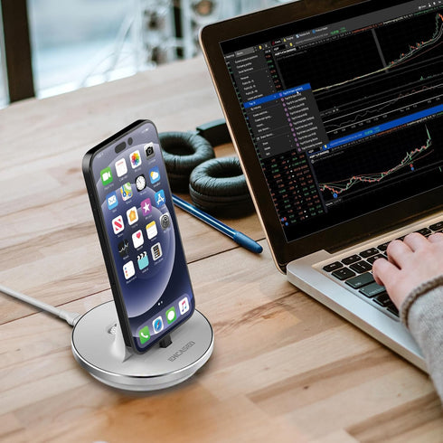 Encased USB C Non-Wireless Charging Stand for iPhone 15/15 Pro Max - Fast Charging Wired Desktop Charger, Type-C Connector (White)...