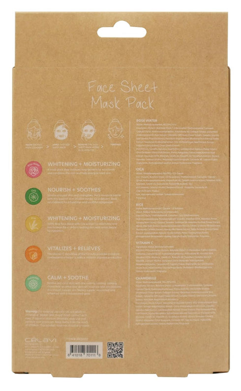 Celavi Essence Facial Sheet Face Mask Classic Authentic Korean Moisturizing Skincare, Pack of 5 (LIMITED EDITION)...