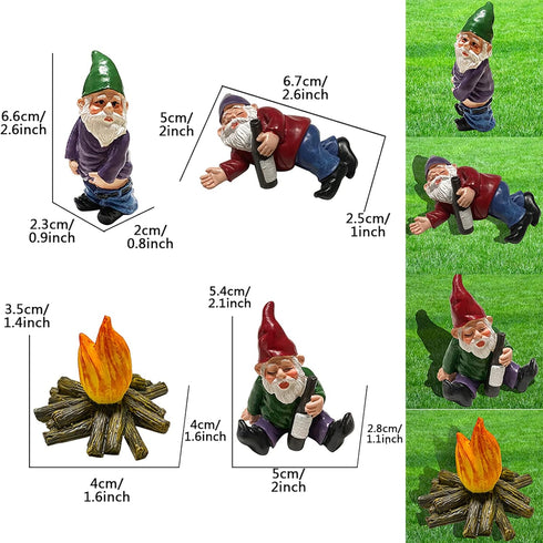 4PCS Drunk Garden Gnomes Outdoor Decorations Funny Mini Knomes Figurines Clearance Naughty Inappropriate Fairy Sculpture for Indoor Patio Yard Law...