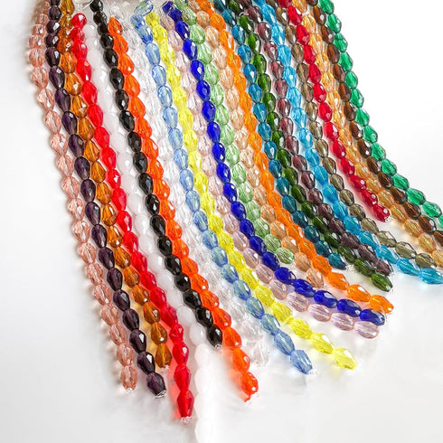 480pcs 24 Colors Teardrop Glass Beads for Jewelry Making 8x12mm Faceted Vertical Hole Crystal Teardrop Spacer Beads for DIY Bracelet Necklace...
