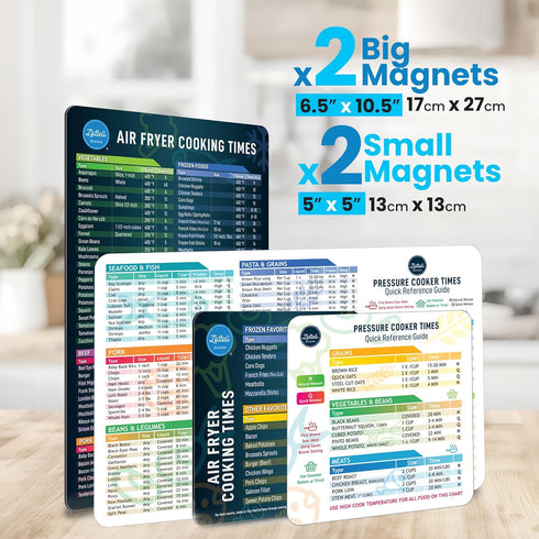 Air Fryer Magnetic Cheat Sheet Set - Air Fryer Accessories Cookbook - Pressure Cooker Magnet Sheet As Seen on The Today Show - Quick Reference Gui...
