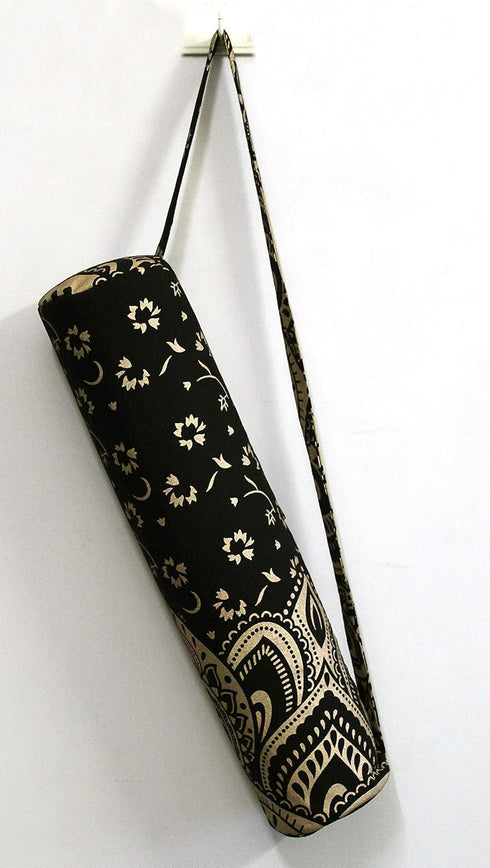 ICC Black Gold Mandala Full-Zip Exercise Yoga Mat Carry Bag Gym Beach Pilates Carrier Bags Hippie Mandala Indian Cotton Bag...