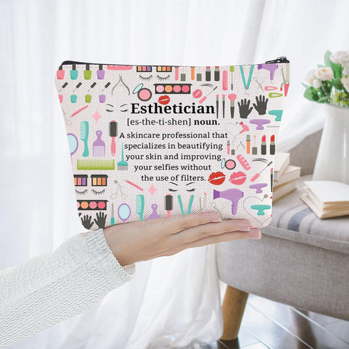 Esthetician Definition Cosmetic Bag Cosmetology Beautician Gift Beauty Skincare Zipper Pouch Bag Beautician Merch (Esthetician)...