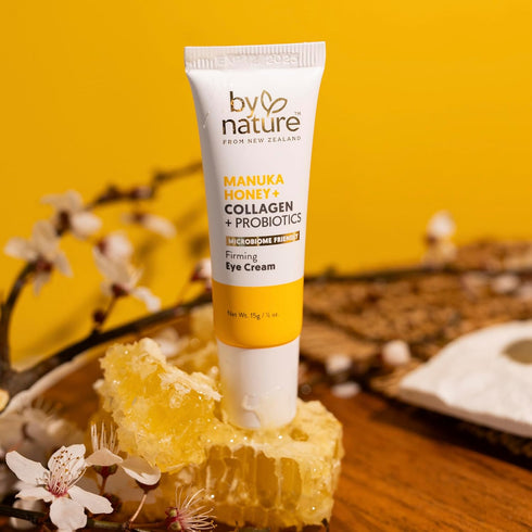 By Nature Eye Cream - Manuka Honey, Collagen, and Probiotics - Hydrating Under Eye Cream for Dark Circles - Skincare from New Zealand - .5oz...