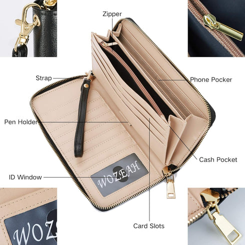 Women's RFID Blocking PU Leather Zip Around Wallet Clutch Large Travel Purse...