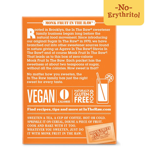 MONK FRUIT IN THE RAW, Natural Monk Fruit Sweetener, Sugar-Free, Gluten Free, Zero Calorie, Vegan Sugar Substitute, 40 Count Packets (Pack Of 4)...