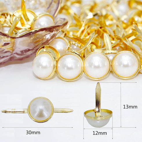 12 x 18mm White Imitation Pearl Brads Paper Fastener for Scrapbooking Card Making Wedding Craft (100pcs)...