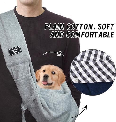 Dog and Cat Sling Carrier, Dog Carrier with Adjustable Opening Strap, Travel Bag for Small Dogs and Cats, Outdoor Travel Sling Carriers (Grey)...