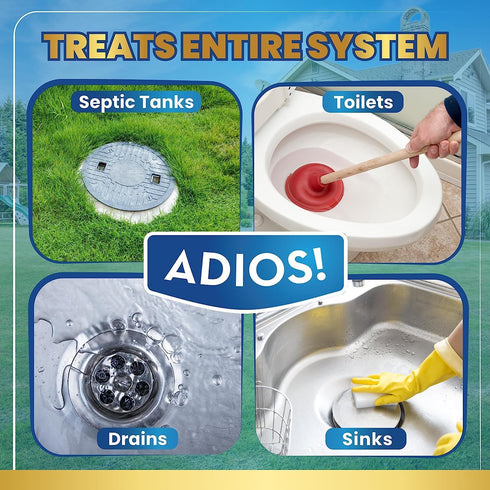Enzyme Septic Tank Treatment, Natural Drain Safe Cleaner for Septics, Pipes and Drain Fields - Quart (32 oz)...