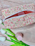 Quilted Floral Makeup Bag, White/pink floral pattern....