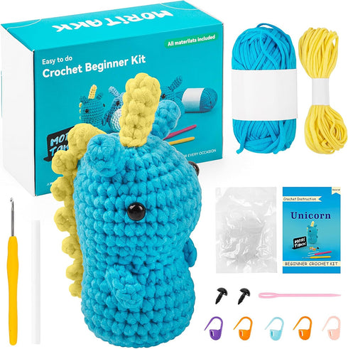 Moritakk Crochet Beginners Starter Kit - Beginner Crochet Kit, DIY Animal Knitting Supplies with Step-by-Step Video Tutorials - Dinosaur....