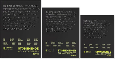 Stonehenge Aqua Black Medium Weight Pad, 140lb, Coldpress, 5 x 7 Inches, 15 Sheets for Wet and Dry Media...