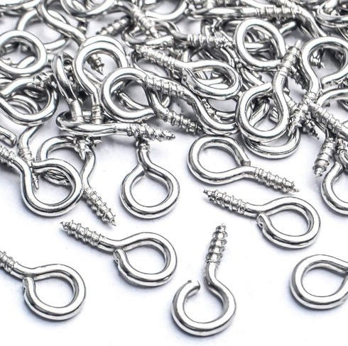 BronaGrand Small Eye Hooks,100pcs 13x7mm Mini Eye Pins Eye Screw Hooks Metal Eyelets Screw Eye Lags for Resin Jewelry Bead Plastic Wood...