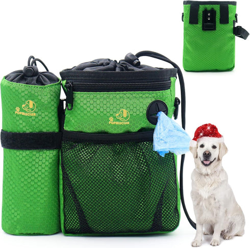 POPMISOLER Dog Treat Training Pouch for Dog Training with Poop Bag Dispenser and Multiple Pockets, Dog Walking Bag Adjustable Waist Belt Clip Shou...