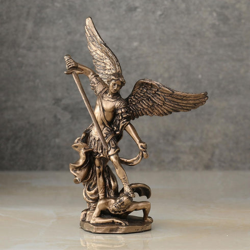 Veronese Design 4 Inch Archangel Saint Michael Slaying Demon Resin Figurine Hand Painted Bronze Finish...