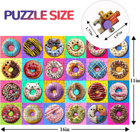 Puzzles for Kids Ages 4-8-10 Boys Girls, Colorful Donuts 100 Piece Puzzle Children Learning Educational Toys Gifts for 4, 5, 6, 7, 8-10 Years Old...